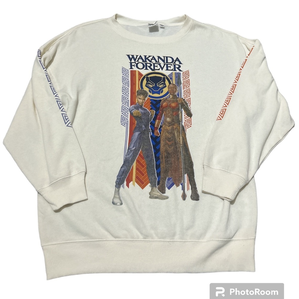 Marvel Wakanda Forever Long Sleeve Cream Sweatshirt S